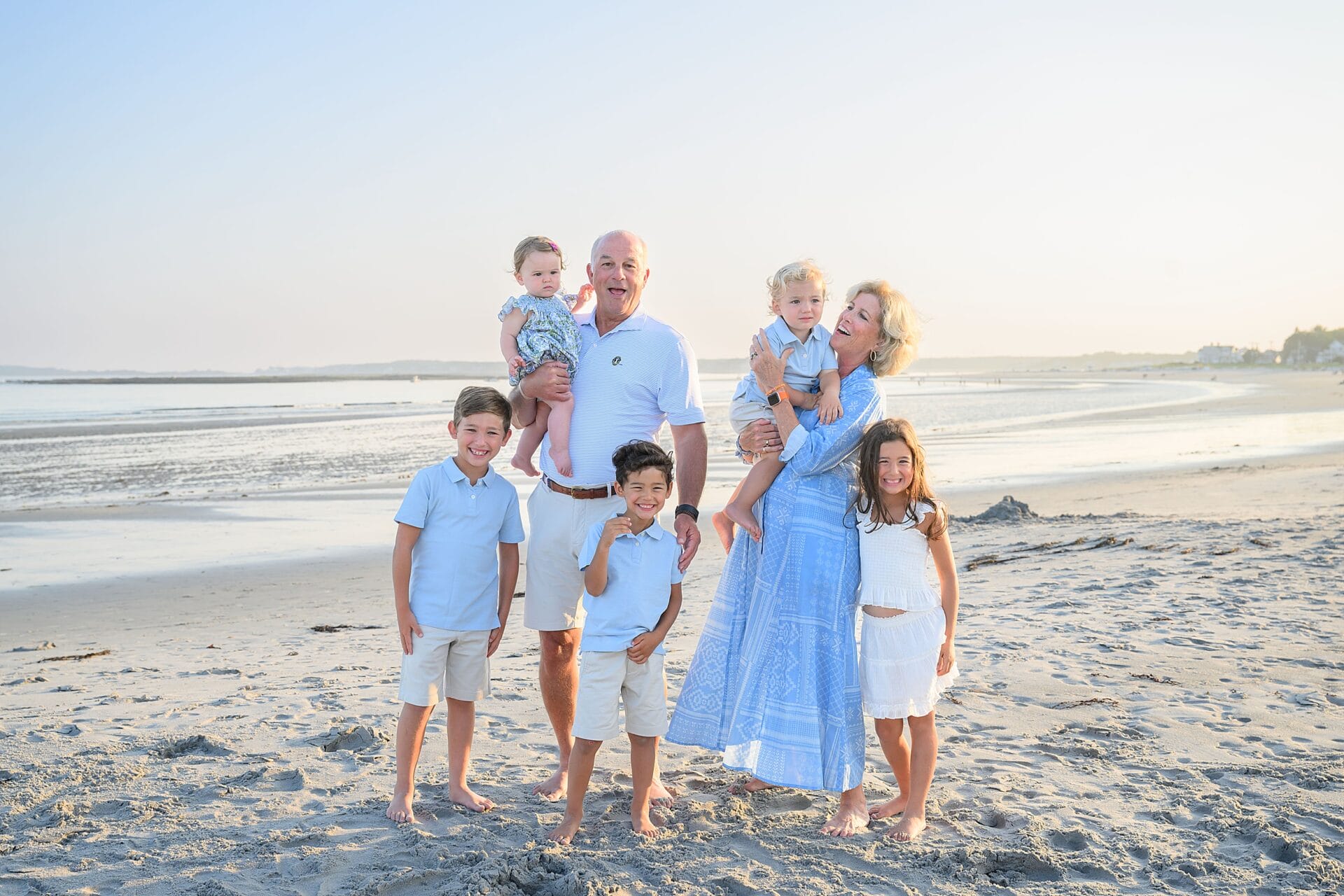grandparents and grandchildren beach portraits at goose rocks beach in kennebunkport, maine